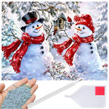 Diamond painting-set snögubbar 30x40 cm 5D inkl stenar och verktyg