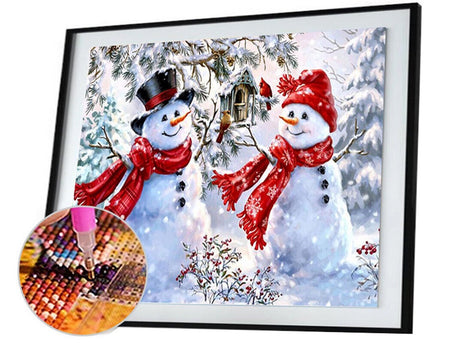 Diamond painting-set snögubbar 30x40 cm 5D inkl stenar och verktyg