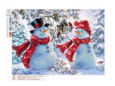 Diamond painting-set snögubbar 30x40 cm 5D inkl stenar och verktyg