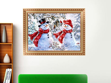 Diamond painting-set snögubbar 30x40 cm 5D inkl stenar och verktyg