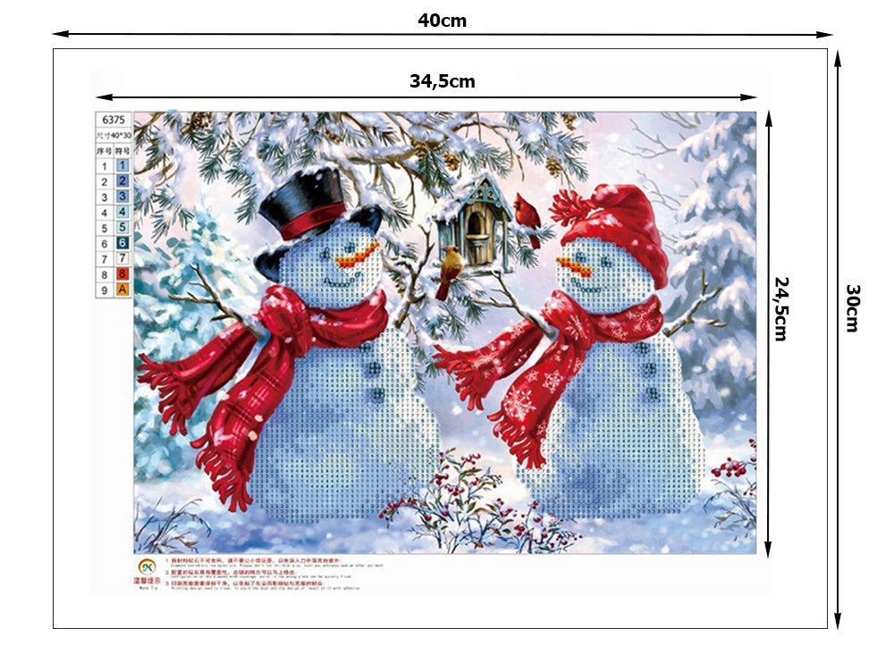 Diamond painting-set snögubbar 30x40 cm 5D inkl stenar och verktyg