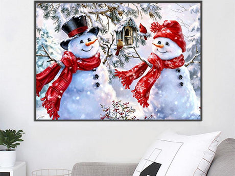Diamond painting-set snögubbar 30x40 cm 5D inkl stenar och verktyg