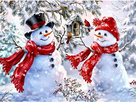 Diamond painting-set snögubbar 30x40 cm 5D inkl stenar och verktyg