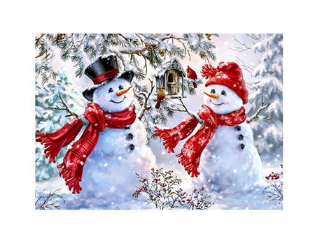 Diamond painting-set snögubbar 30x40 cm 5D inkl stenar och verktyg