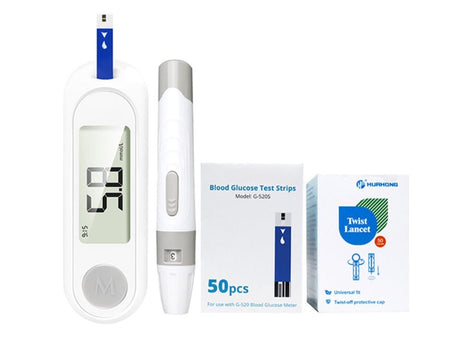 Digital blodsockermätare kit med 50 teststickor + 50 lansetter