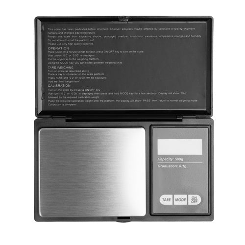 Digital fickvåg 500 g/0,1 g med tare och bakgrundsbelyst display