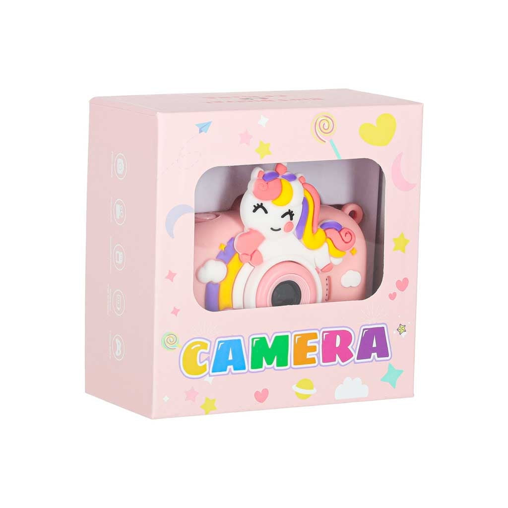 Digitalkamera för barn 1080P med fram/bakkamera enhörning rosa + stativ