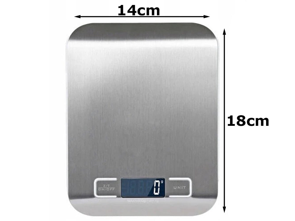 Digital köksvåg 5 kg 1 g med LCD tare inkl 2x AAA 18x14 cm
