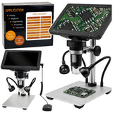 Digitalmikroskop 7" LCD 1200x 12MP 1080P med LED och SD-kortstöd