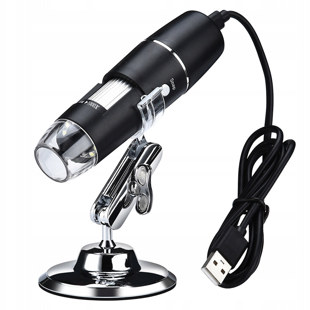 Digitalt USB-mikroskop 1000x med LED-belysning och stativ