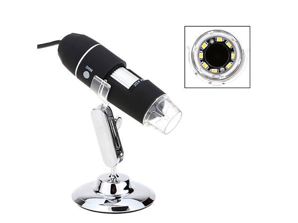 Digitalt USB-mikroskop 1000x med LED-belysning och stativ