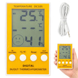 Digital termometer/hygrometer med extern probe -50 till 90°C gul/vit