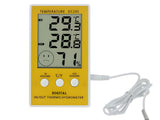 Digital termometer/hygrometer med extern probe -50 till 90°C gul/vit