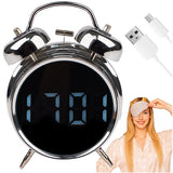 Digital väckarklocka retro LED-display ljudaktivering silver/vit
