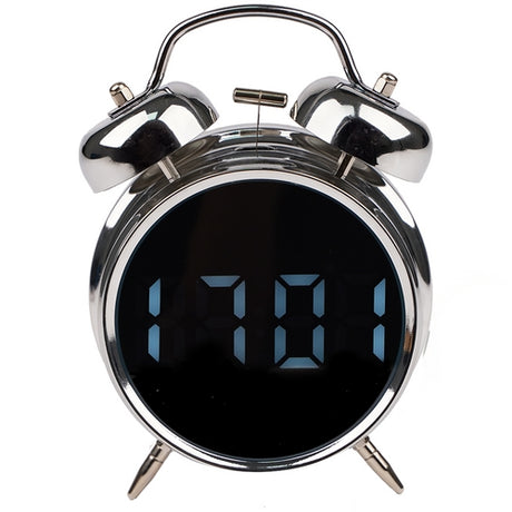 Digital väckarklocka retro LED-display ljudaktivering silver/vit