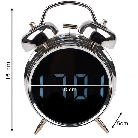 Digital väckarklocka retro LED-display ljudaktivering silver/vit