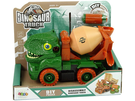 Dinosaurie betongbil byggsats 17 cm med skruvmejsel, friktionsdrift