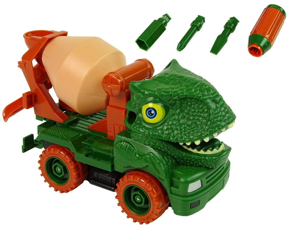 Dinosaurie betongbil byggsats 17 cm med skruvmejsel, friktionsdrift