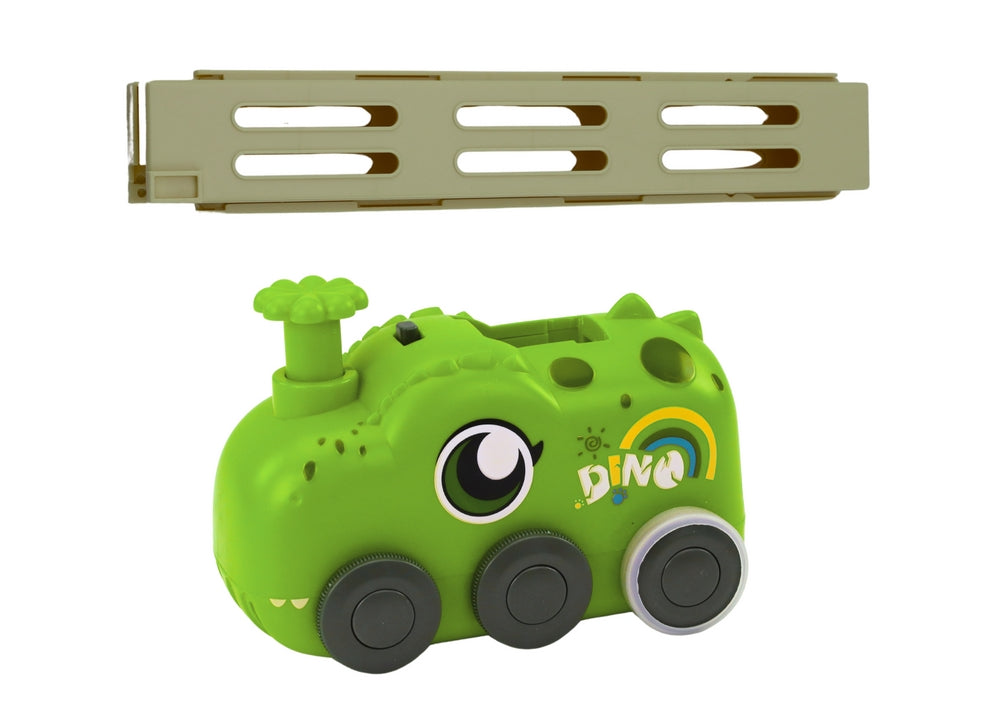 Dinosauriebil dominobana set batteridriven grön 4 färger, 3+ år