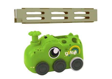 Dinosauriebil dominobana set batteridriven grön 4 färger, 3+ år