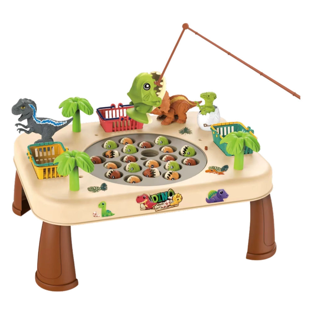 Dinosaurie fiskespel bord med roterande platta, ljud/ljus 33x25x20 cm