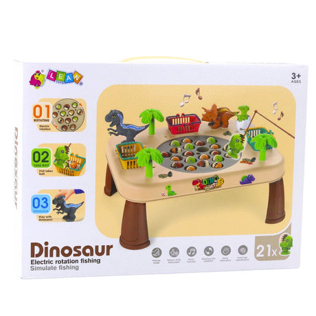Dinosaurie fiskespel bord med roterande platta, ljud/ljus 33x25x20 cm