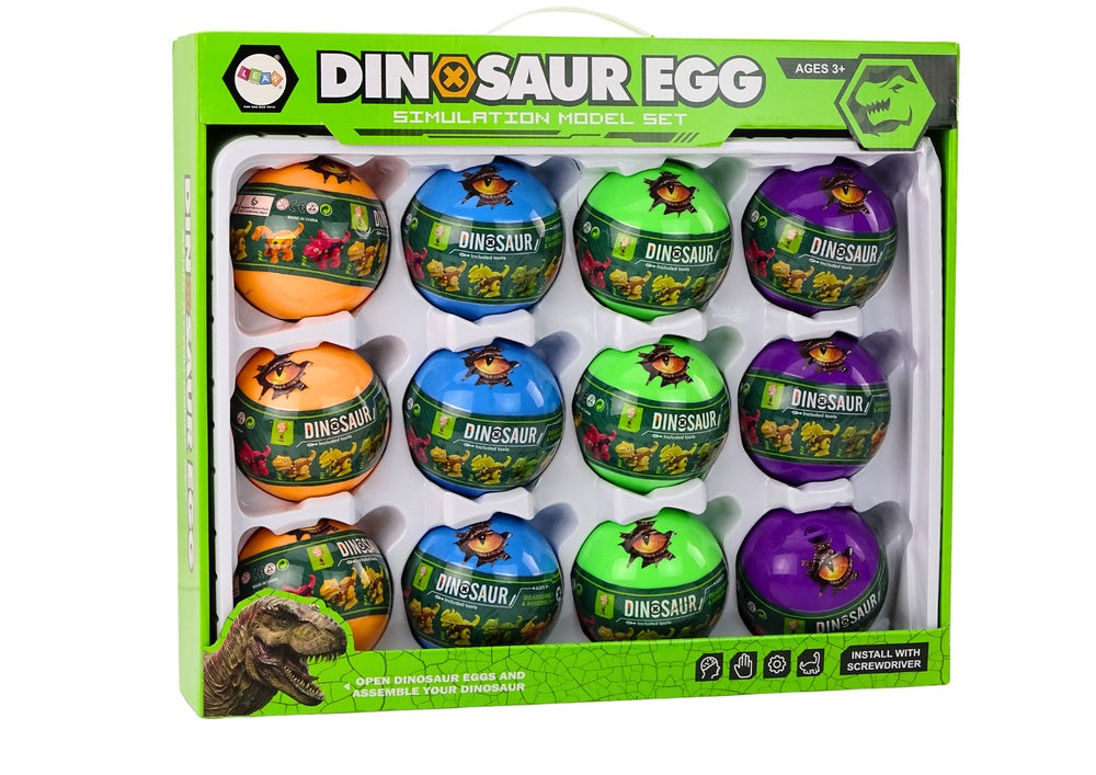 Dinosaurieägg leksak 12-pack skruvbara ägg med dinosaurier 10 cm