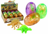 Dinosaurieägg leksak 9x7 cm transparent med 2 dinosauriefigurer