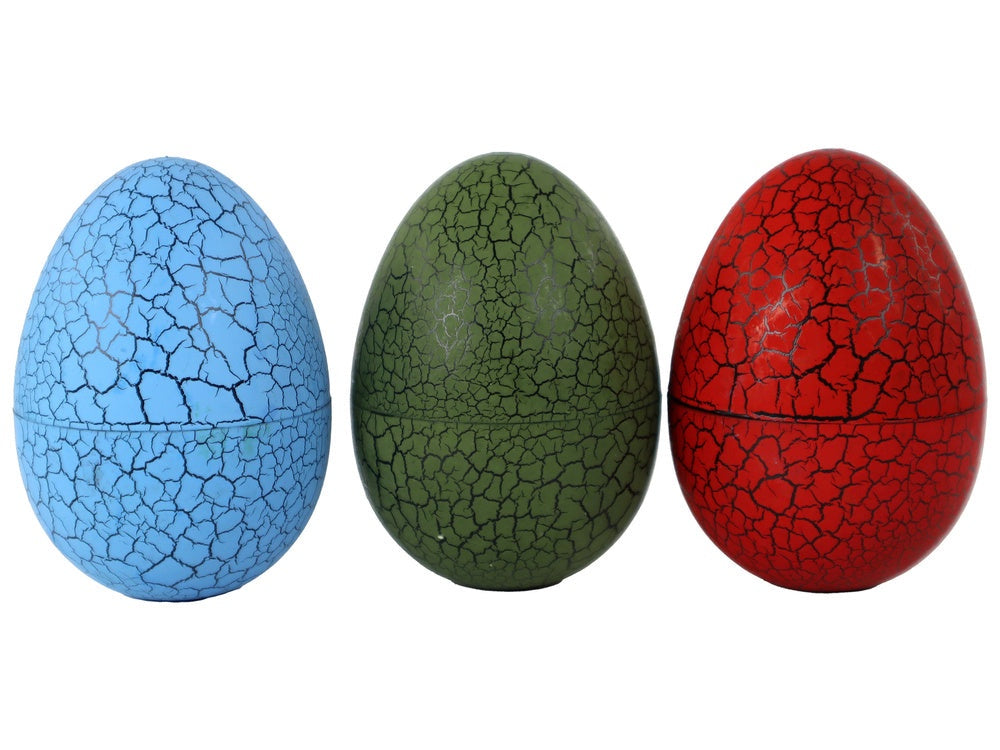 Dinosaurieägg med byggbar dinosauriefigur 9 cm, välj färg röd/grön/blå