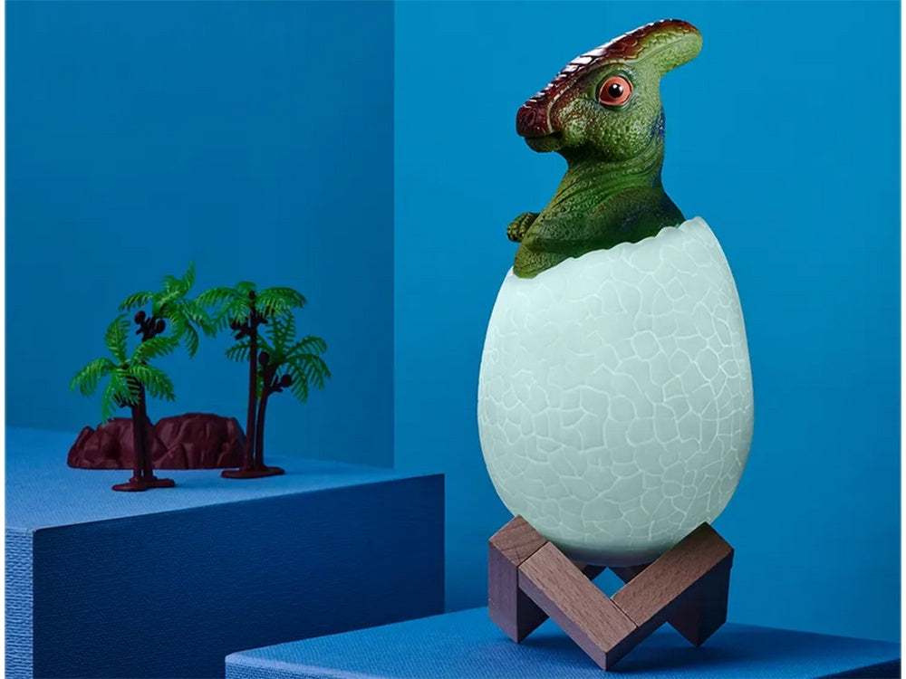 Dinosaurielampa RGB LED med träbas 7 färglägen inkl strömkabel