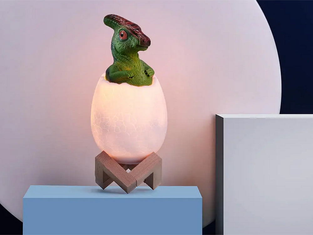 Dinosaurielampa RGB LED med träbas 7 färglägen inkl strömkabel