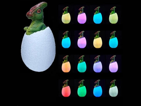 Dinosaurielampa RGB LED med träbas 7 färglägen inkl strömkabel