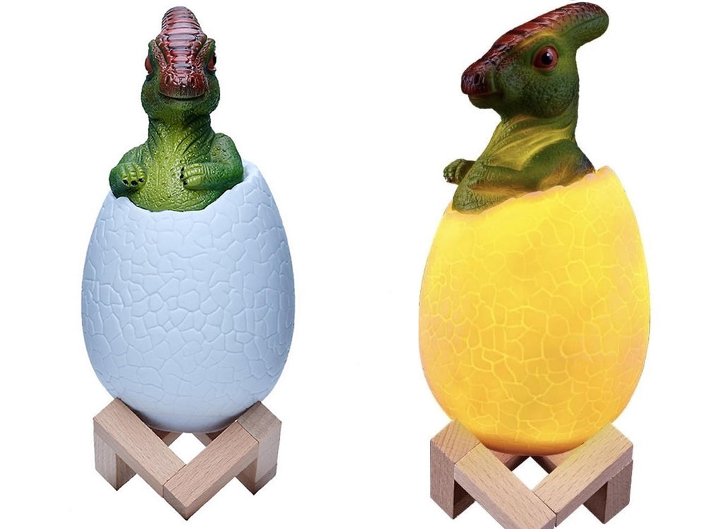 Dinosaurielampa RGB LED med träbas 7 färglägen inkl strömkabel