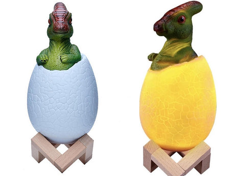 Dinosaurielampa RGB LED med träbas 7 färglägen inkl strömkabel