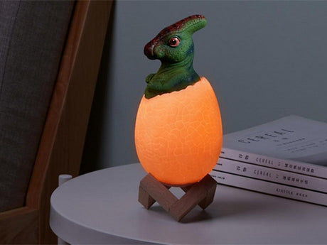 Dinosaurielampa RGB LED med träbas 7 färglägen inkl strömkabel