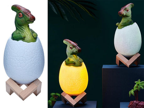 Dinosaurielampa RGB LED med träbas 7 färglägen inkl strömkabel