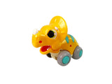 Dinosaurieleksak på hjul Triceratops gul 13 cm, från 18 mån