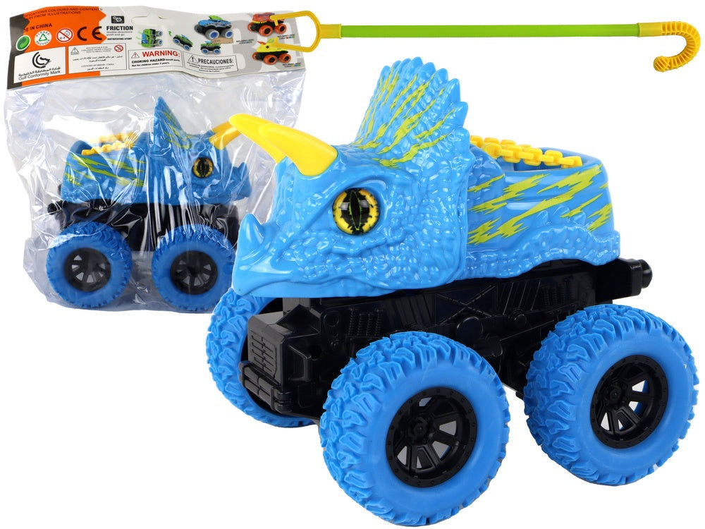 Dinosaurie leksaksfordon Triceratops friktionsdrift blå 13 cm