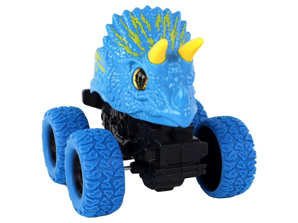 Dinosaurie leksaksfordon Triceratops friktionsdrift blå 13 cm