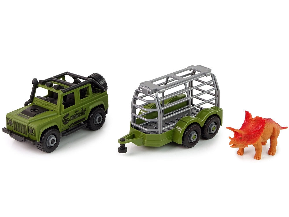 Dinosaurietransportbil leksak med bur, dinosaurie & skruvmejsel 3+