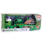 Dinosaurie transportset leksak lastbil med ljus/ljud, helikopter & figur