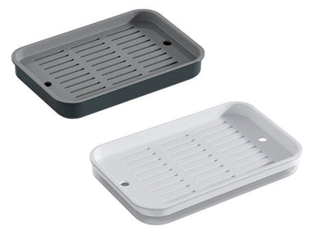 Diskbricka med avrinningsinsats plast 37x24,5 cm grå/vit mix