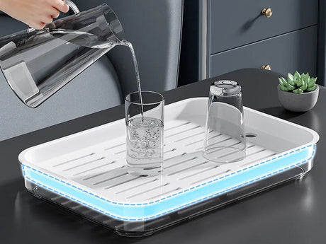 Diskbricka med avrinningsinsats plast 37x24,5 cm grå/vit mix