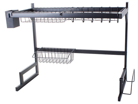Diskställ över diskho med bestickhållare 6 krokar svart 65,5 cm