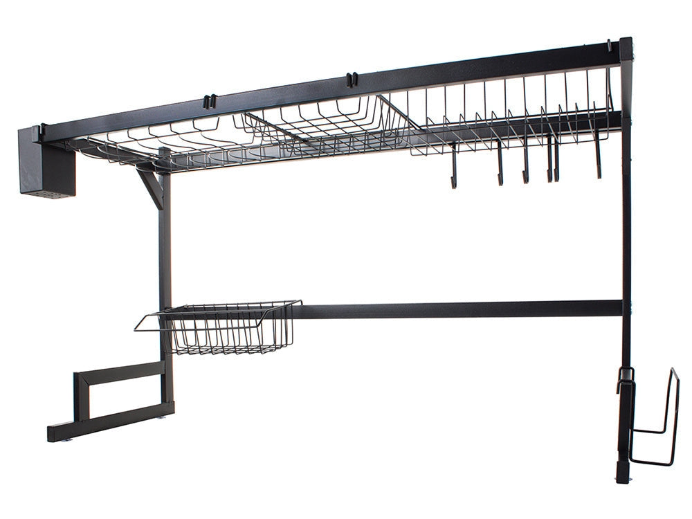 Diskställ över diskho med bestickhållare 6 krokar svart 85 cm