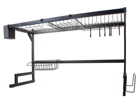 Diskställ över diskho med bestickhållare 6 krokar svart 85 cm