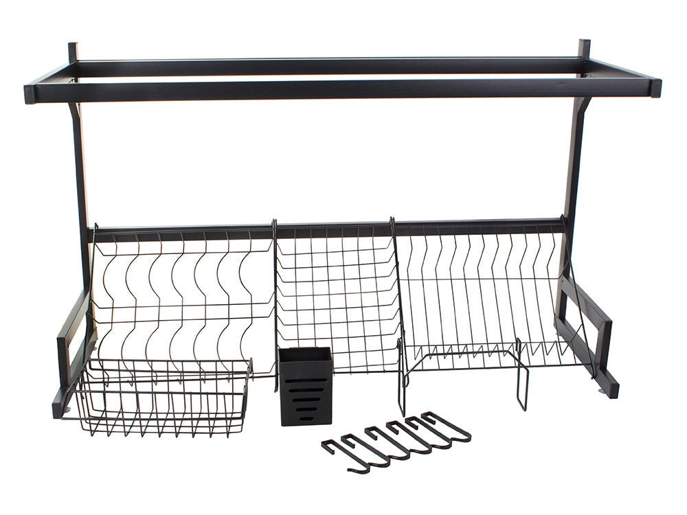 Diskställ över diskho med bestickhållare 6 krokar svart 85 cm