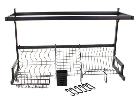 Diskställ över diskho med bestickhållare 6 krokar svart 85 cm