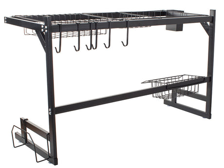 Diskställ över diskho med bestickhållare 6 krokar svart 85 cm