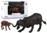 Djurfigurer buffel med kalv i hårdgummi 2-pack, 14 cm, 3+ år